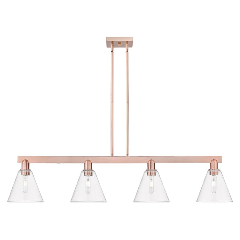 Innovations Lighting Endless Possibilities Arcadia - Berkshire Glass - 4 Light 51" Stem Hung Island Light - Clear/Antique Copper