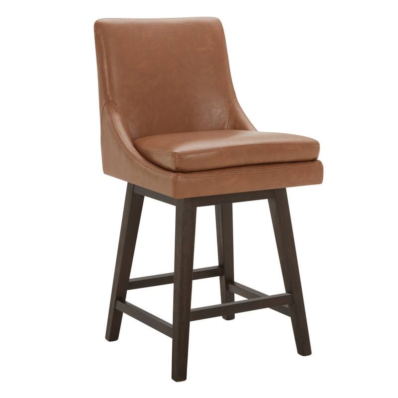 Spruce & Spring Luca Counter Height Swivel Barstool with Solid Wood Legs