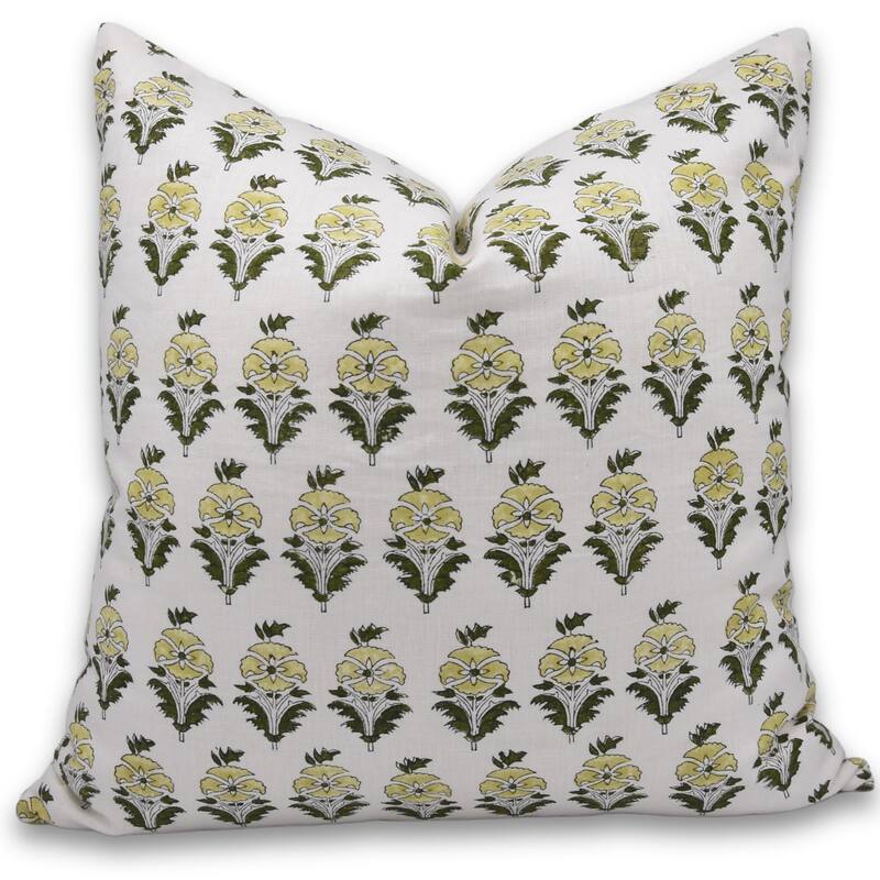 Linen Bohemian Block print pillow Cover- Mormukut - Pillow Covers - 16" x 16"