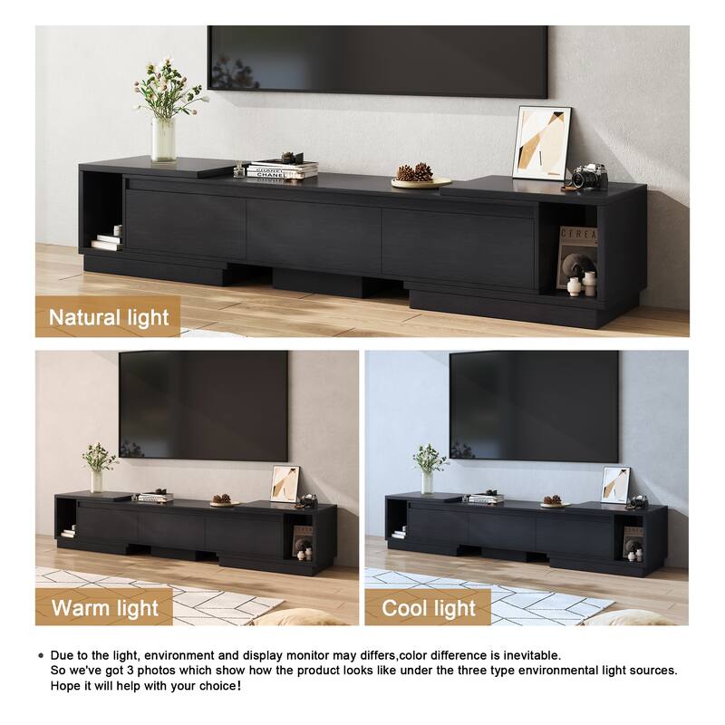 Extendable 102-Inch Modern TV Stand Media Console with 3 Drawers