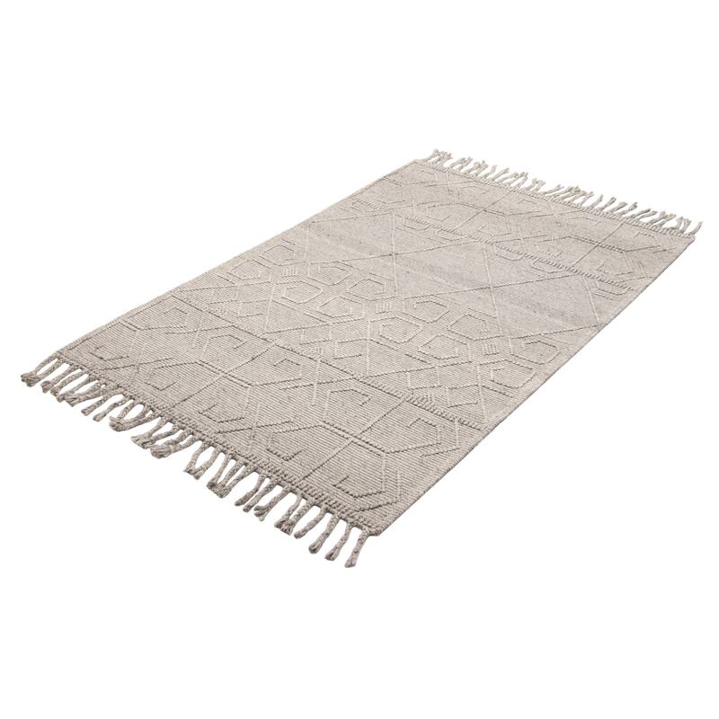 ECARPETGALLERY Braid weave Sienna Grey Wool Rug - 5'1 x 8'1