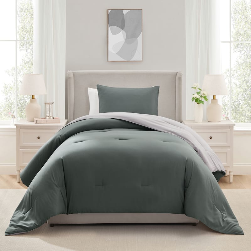 Empyrean Modern Reversible Comforter - Gentle Pine/Nimbus Cloud - Twin - Twin XL