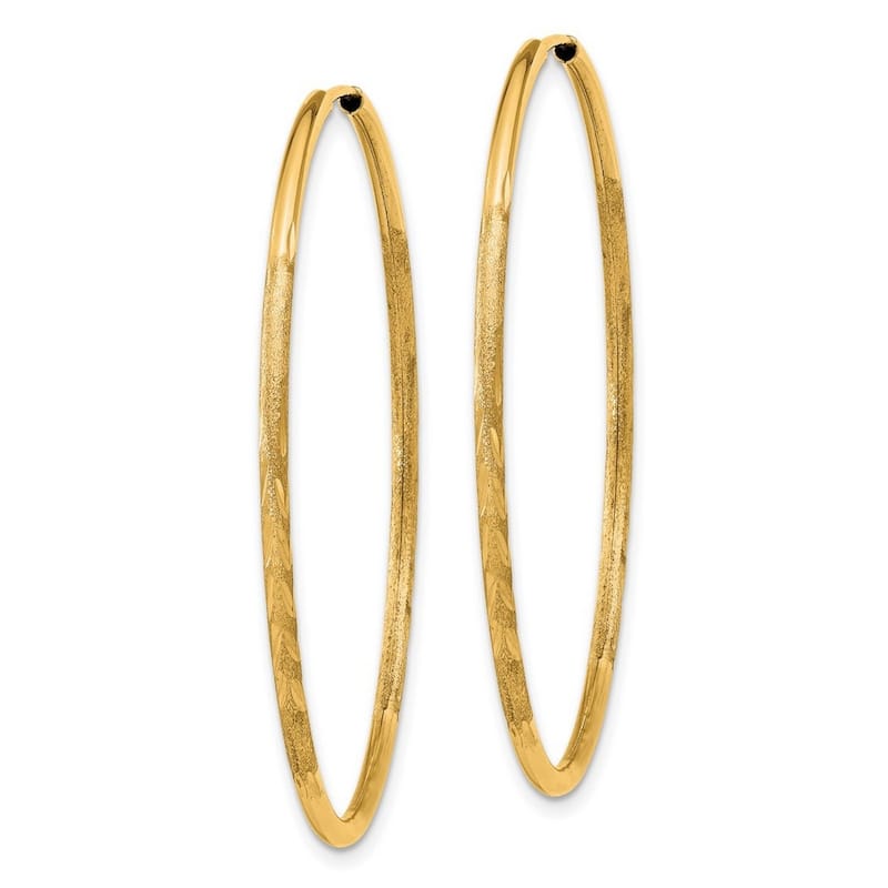 Curata 14k Yellow Gold Polished tube 1.5x39mm Satin Sparkle Cut Endless Hoop Earrings