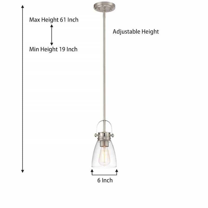 Modern Industrial 1-light Mini Kitchen Island Pendant Light with Clear Glass - 5''