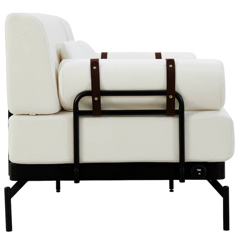 59 Inch Sofa Couch 2-Seater Sofa with Flexible USB Ports