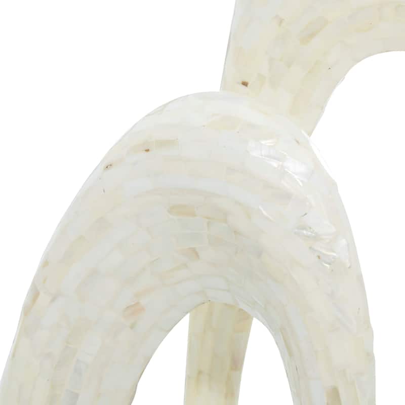 Mother of Pearl Shell Abstract Swirl Decorative Sculpture with Black Base - Gray or White - Roche River Decor