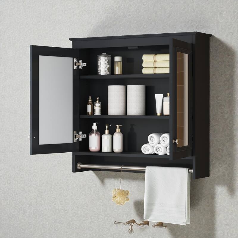 30 Inch Wall Mounted Medicine Cabinet with Mirror, Adjustable Shelves and Soft Close Doors