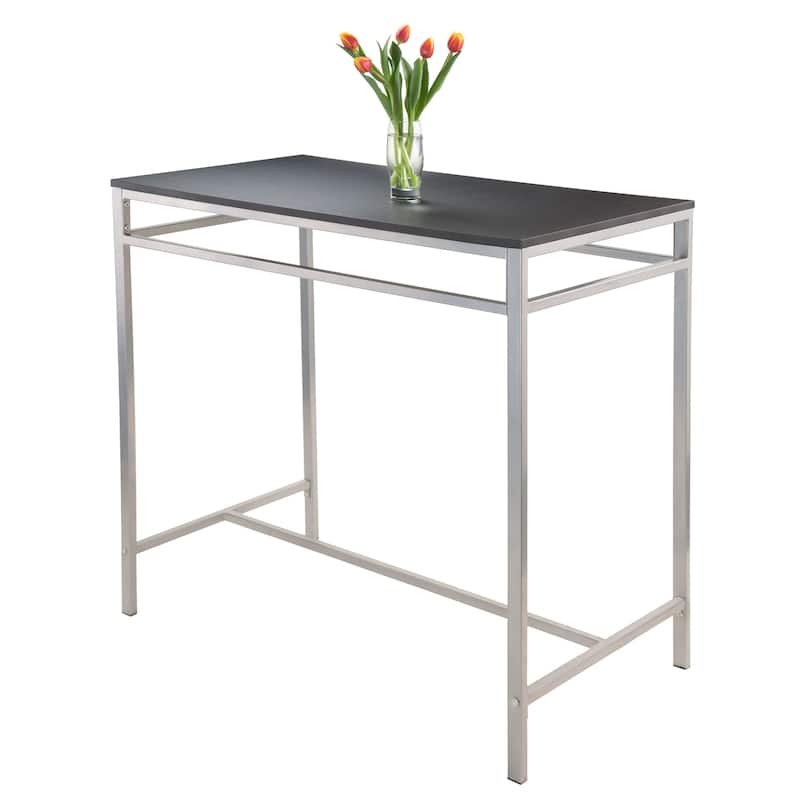 High Dining Table with 2 Stools, Black and Slate Gray