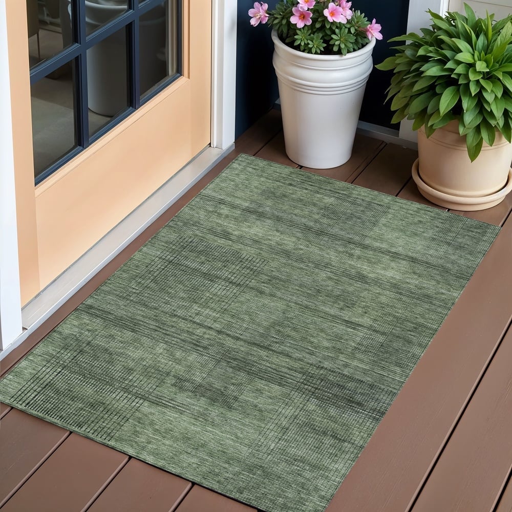 HomeRoots Striped Transitional Rectangle Outdoor Rug