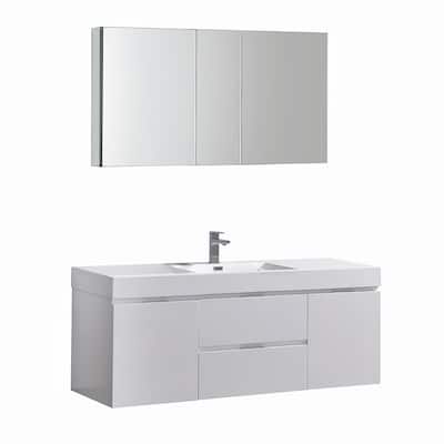 Fresca Senza 60" Wall Mounted / Floating Single Vanity Set with Wood