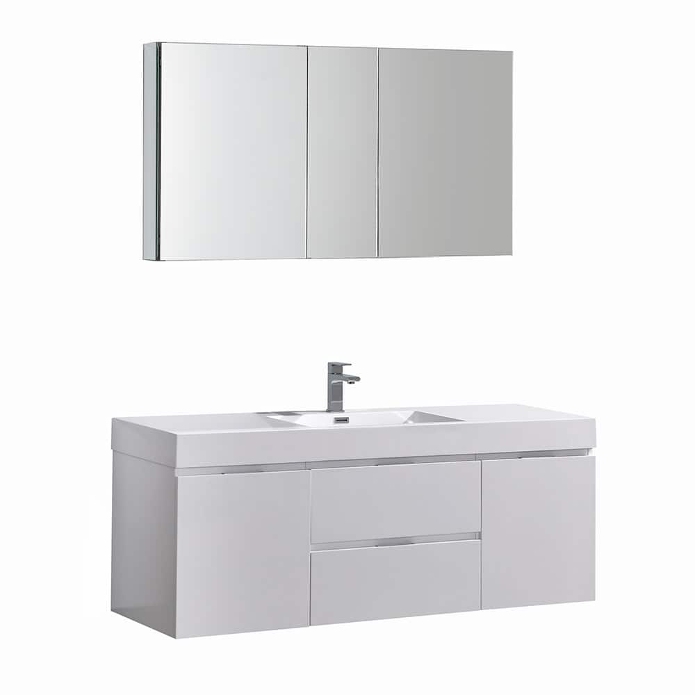 Fresca Senza 60" Wall Mounted / Floating Single Vanity Set with Wood