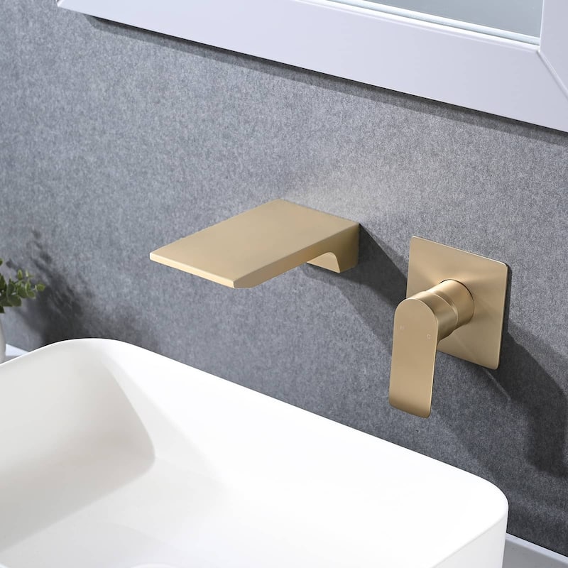 Wall Mounted Waterfall Bathroom Faucet Single Handle Bathroom Sink Faucet 2 Holes Modern Basin Vanity Taps With Valve