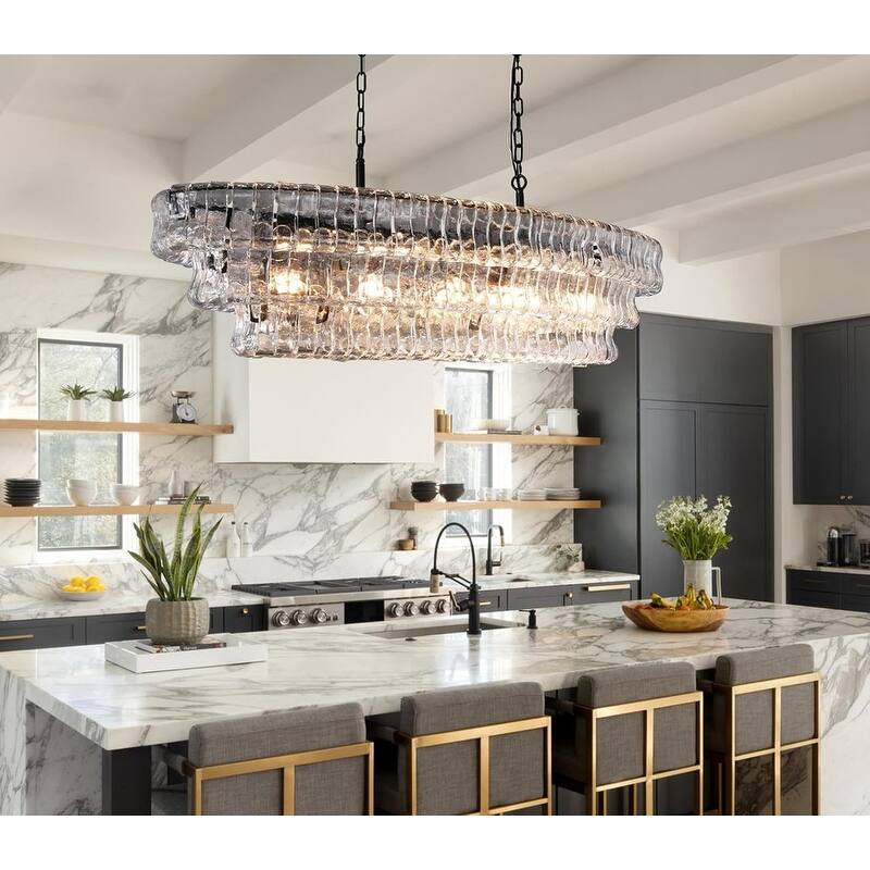 KAYLA 36 in. 6-Lights Gold Crystal Drum Chandelier