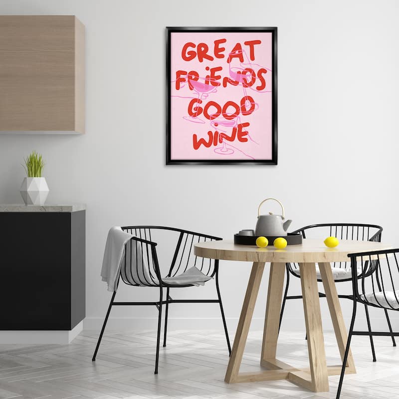 Stupell Great Friends Good Wine Framed Floater Canvas Wall Art Design By House of Lulu