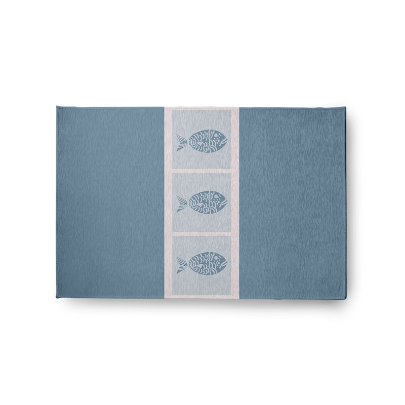 Fish Chips Nautical Indoor/Outdoor Rug - Dusty Smoke - 2' x 3'
