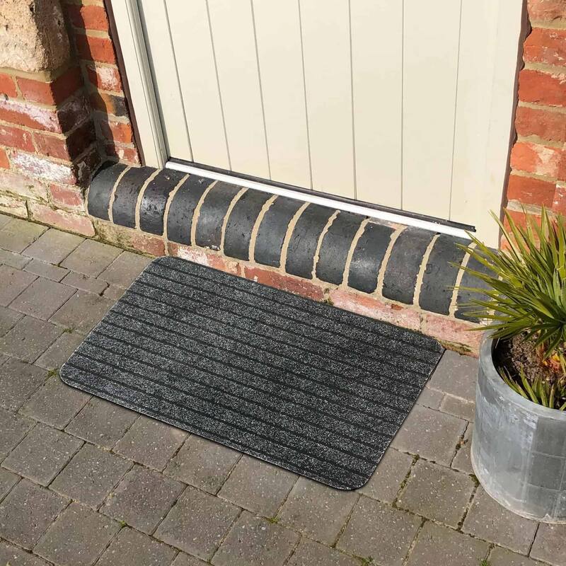 Outdoor Front Door Mat Chloe Polypropylene Latex Rug 24x16 Grey