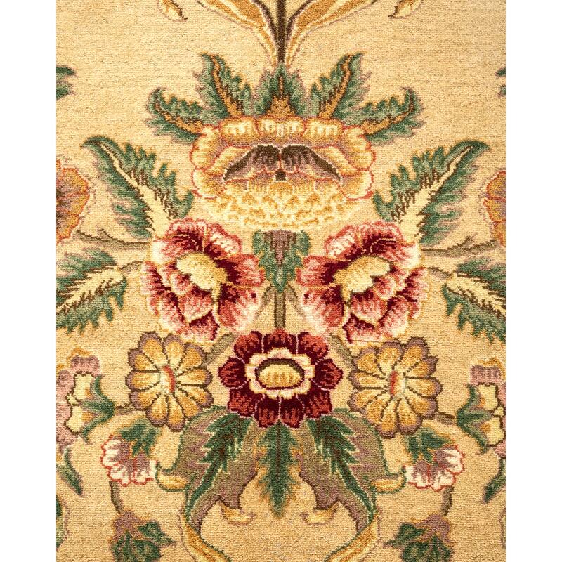 Overton Hand Knotted Wool Traditional Oriental Yellow Area Rug - 6' x 9'