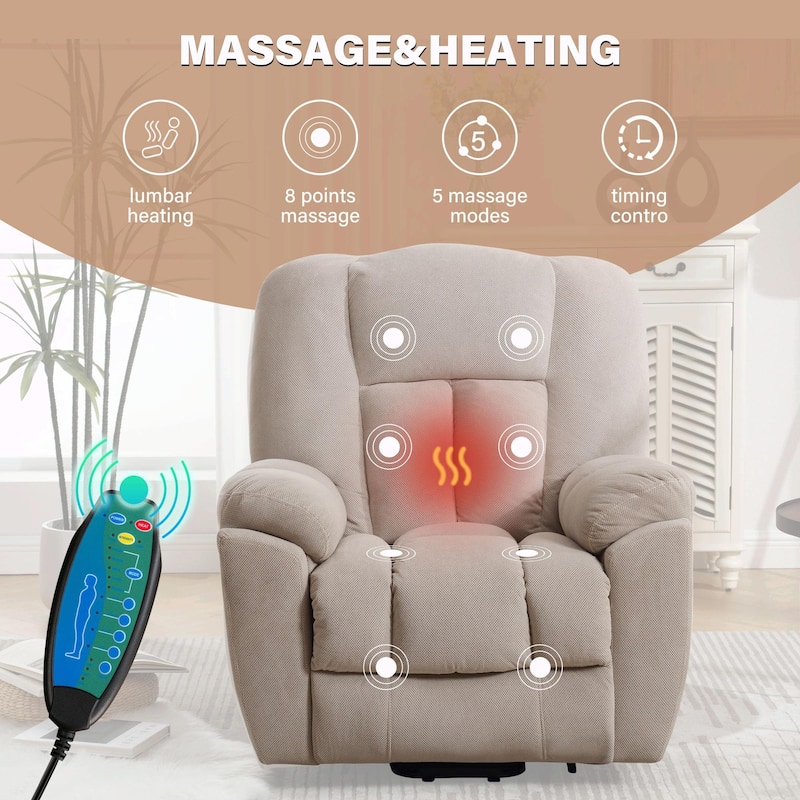 Power Lift Recliner Chair with Heat, Massage, USB Port
