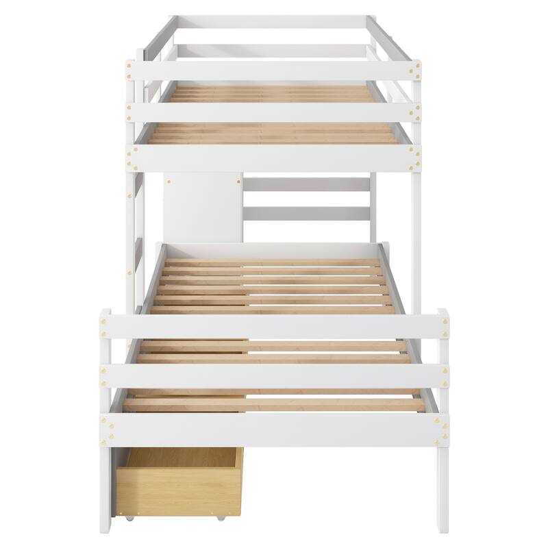 Twin Over Twin Loft Bunk Bed with Storage Drawers and Ladder, Space-Saving Design
