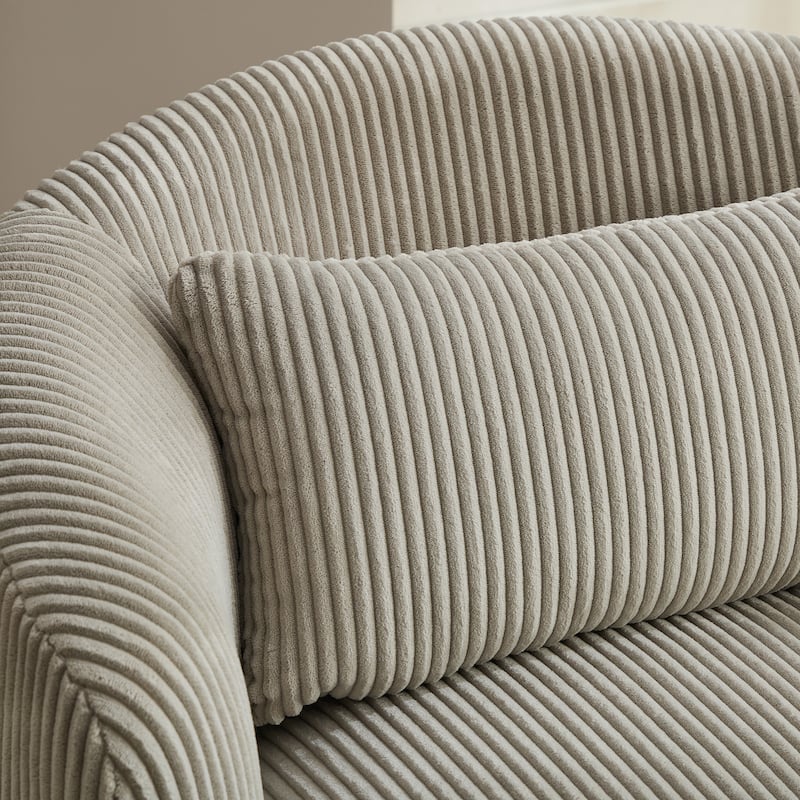 Modern Lounge Chair Sofa Chair with Recessed Arms and Pillow, Swivel Armchair Barrel Chair Soft Accent Chair