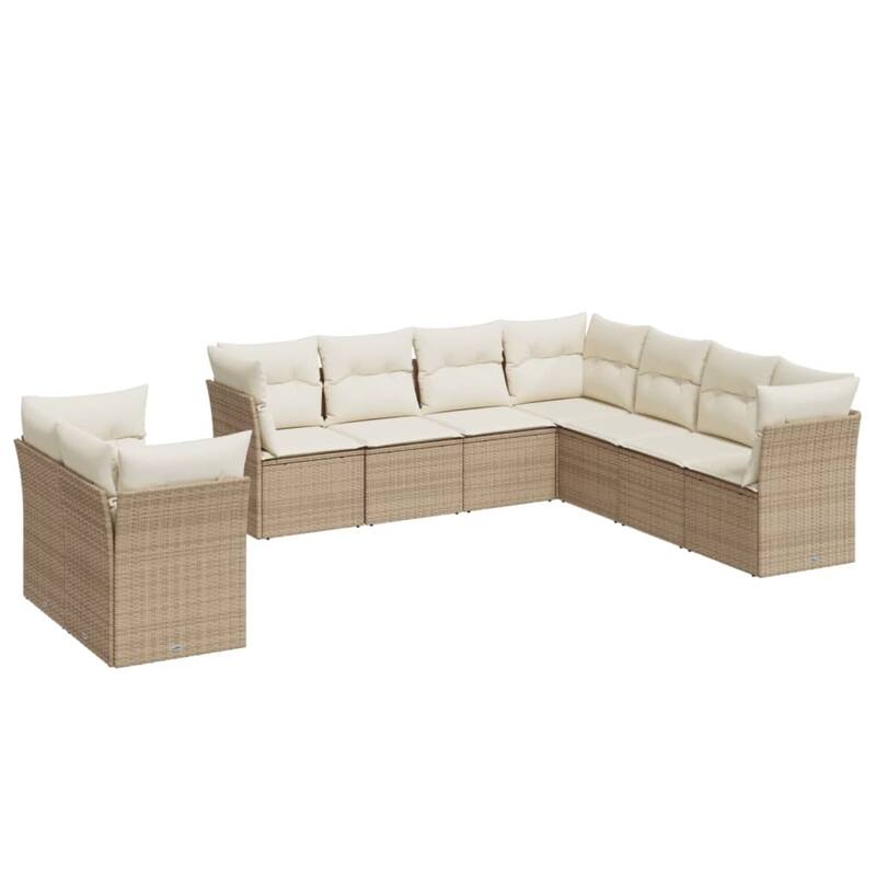 vidaXL Garden Sofa Set Beige, Cream White - 24.4 x 24.4 x 27.2