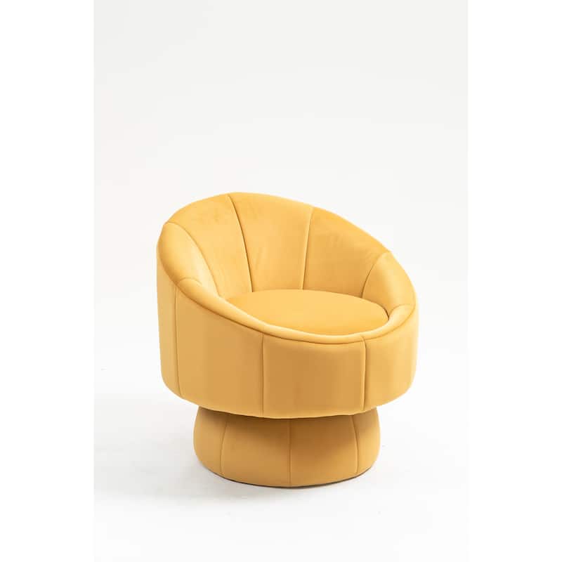 Dark Yellow 28.75" Velvet Swivel Accent Chair with Wood Frame