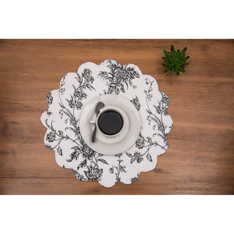 Bleighton Black Round Quilted Placemat Set 6