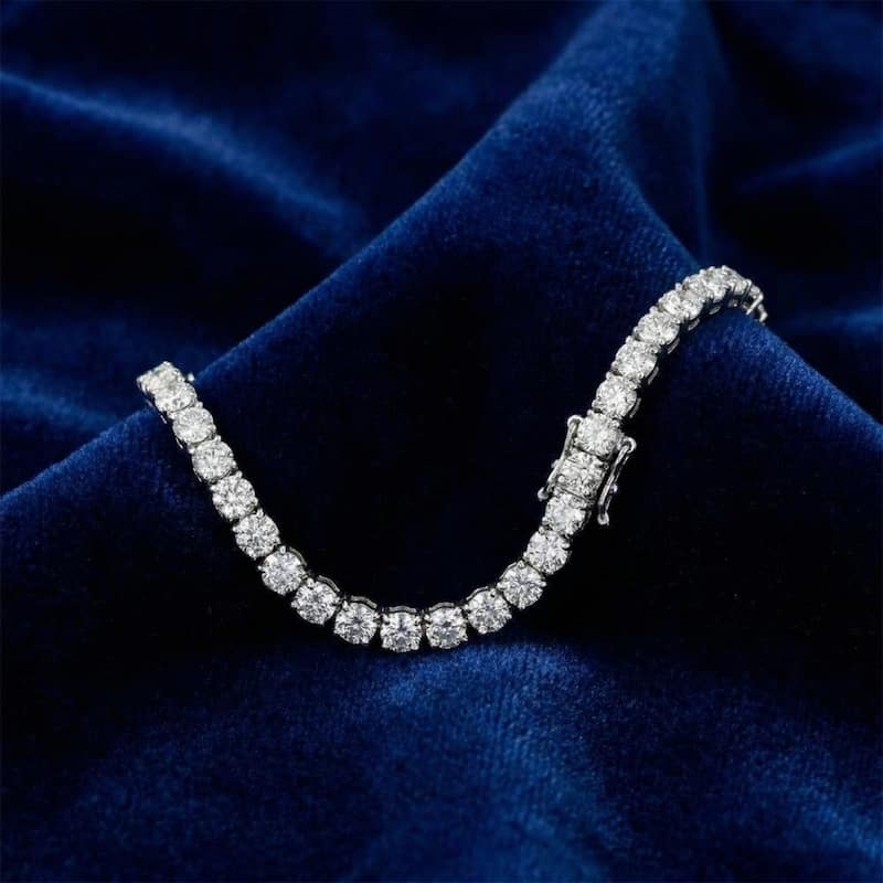 Bliss Diamond 9 ct Round Lab Grown Diamond Tennis Bracelet White Gold 7"