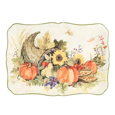 Certified International Harvest Morning Rectangular Platter, 14" x 10" - 14" x 10"