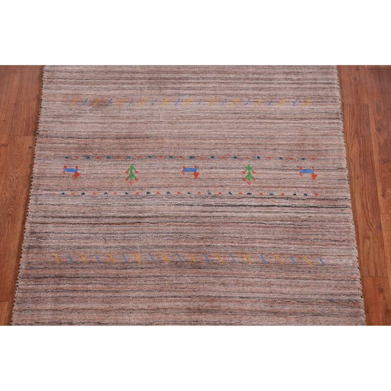 Hand Knotted Oriental 100% Wool Carpet Tribal Animal Pictorial Multi-Colored Gabbeh Area Rug - 4' 10'' X 3' 1''