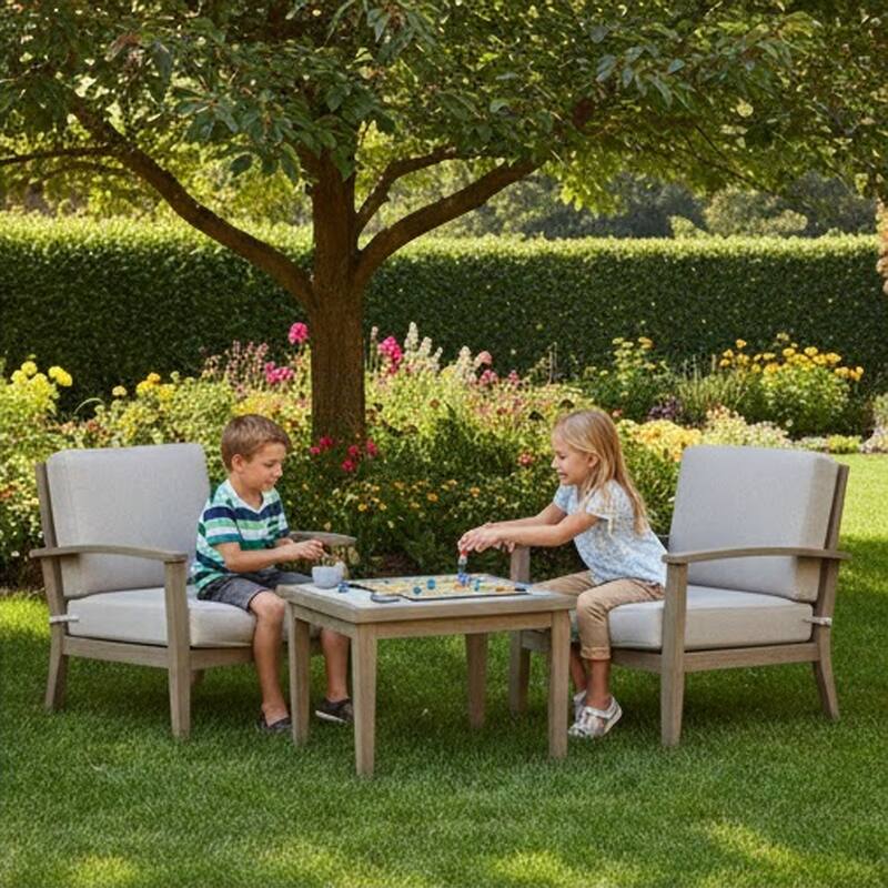 Inaya Outdoor Square End Table, Beige Sintered Stone, 24 Inch Brown