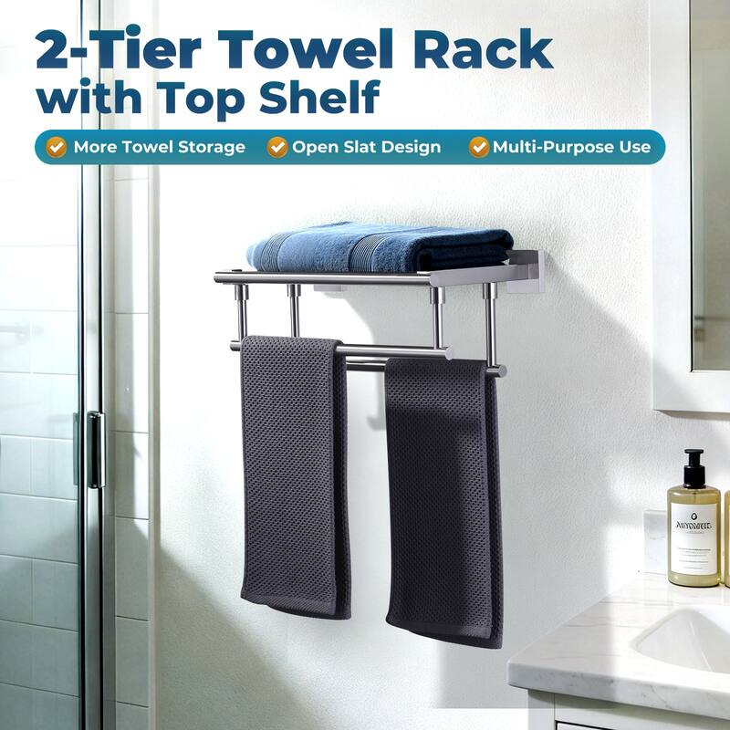 WOWOW Two Towel Holders Wall mounted Towel Rack