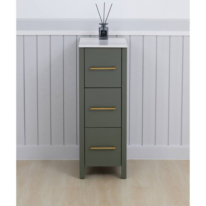Vanity Art 12-Inch Bathroom Vanity Cabinet 3 Drawer Side Storage Organizer Freestanding Single Vanity Bedroom/Bathroom/Entryway