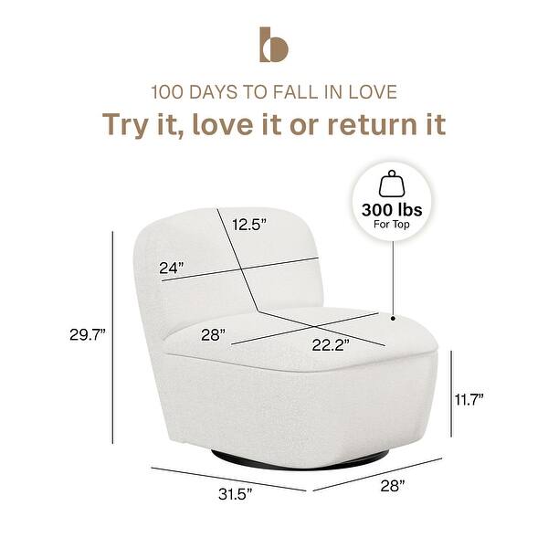 BELLEZE Upholstered Swivel Accent Chair with Hidden Storage