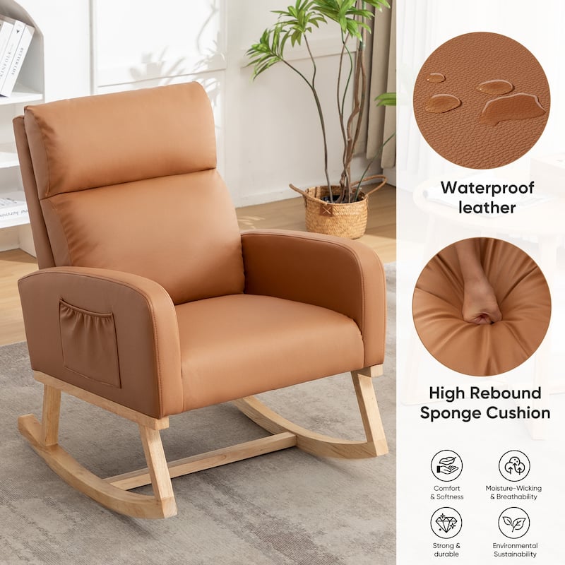 HOMYKA 28" Wide Rocking Chair for Nursery with Solid Wood Leg