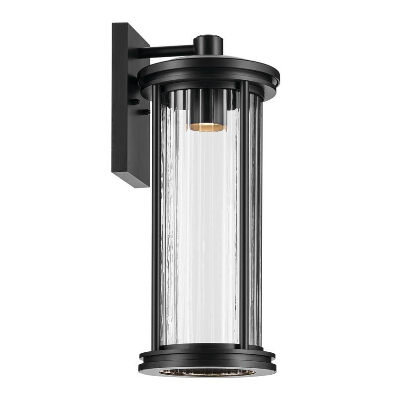 Barras 20.25" 1-Light Outdoor DarkSky Approved Wall Sconce with Clear Ribbed Glass in Black
