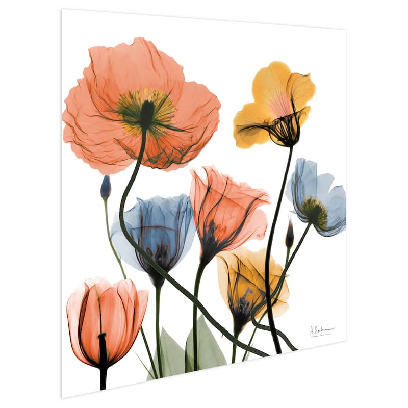 "Flowers and Ferns" Frameless Free Floating Tempered Glass Panel Graphic Wall Art