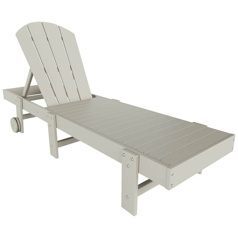 Laguna Hdpe All Weather Outdoor Patio Pool Reclining Armless Chaise Lounge With Wheels - Sand