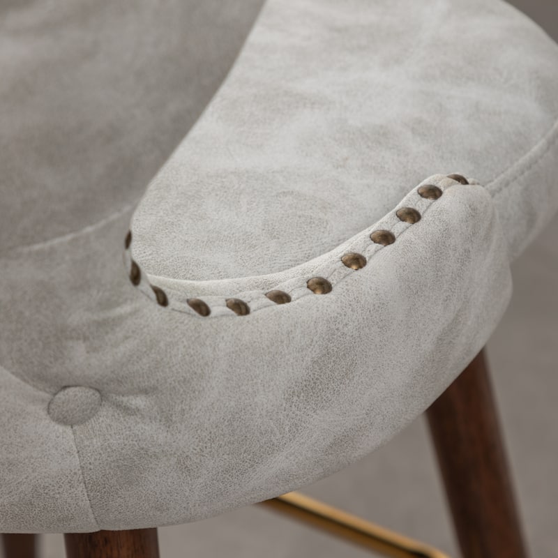 Roundhill Furniture Nevis Mid-century Modern Faux Leather Tufted Nailhead Trim Barstool Set of 2