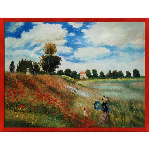 La Pastiche Poppy Field in Argenteuil with Stiletto Red Frame, 39.5" x 51.5"