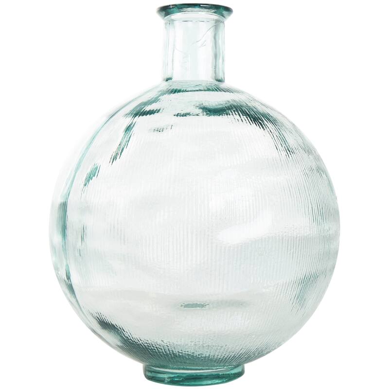 Contemporary Recycled Glass Handmade Ribbed Spanish Bottle Vase - Brown or Clear