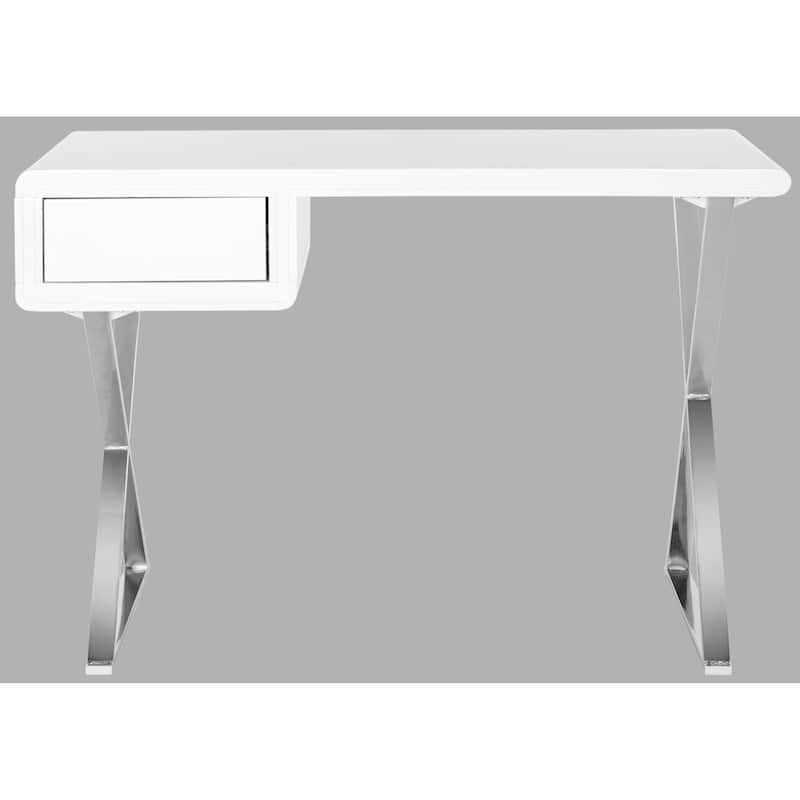 Safavieh Modern Glam Hanover White/ Chrome Desk