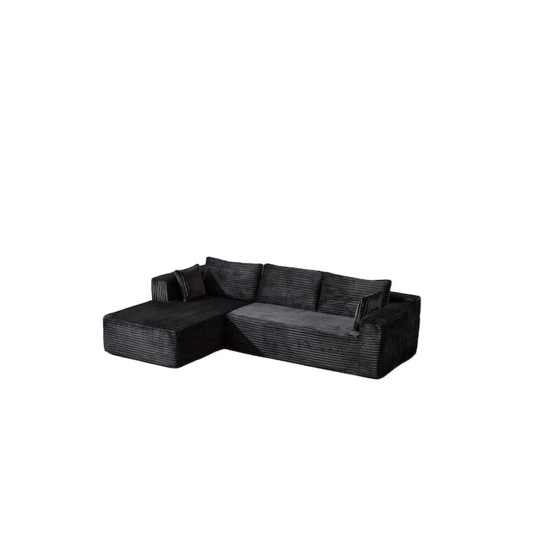 Modular L Shaped Sectional Sofa with Chaise Lounge, Corduroy Upholstered Boneless Sleeper Sofa, Compression Sofa with Deep Seat
