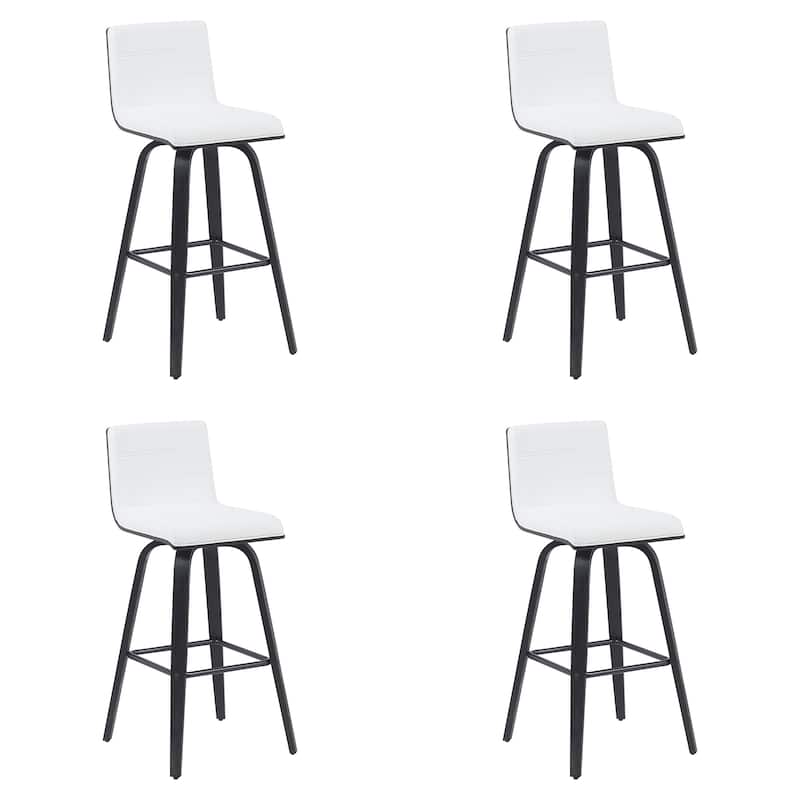 Skara Swivel Bar Stool, Upholstered Bar Height Chair with Bentwood Frame