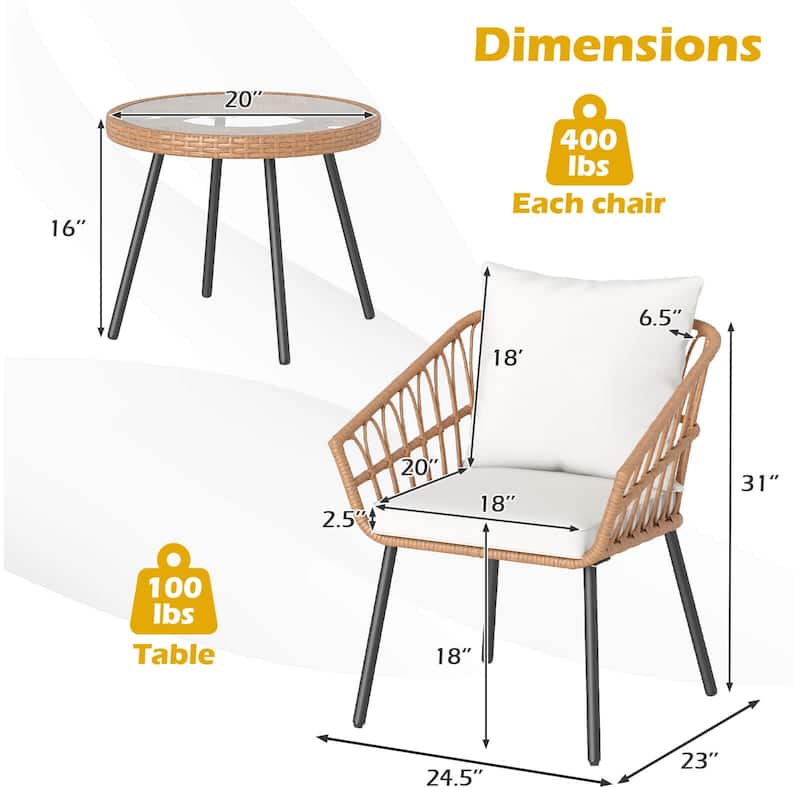 Costway 3 Piece Patio Bistro Set with Heavy Duty Metal Frame for - See Details