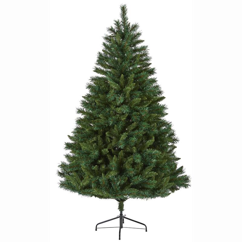 6' Pre-Lit Rocky Mountain Mixed Pine Artificial Christmas Tree, Warm Clear LED Lights - 6 Foot