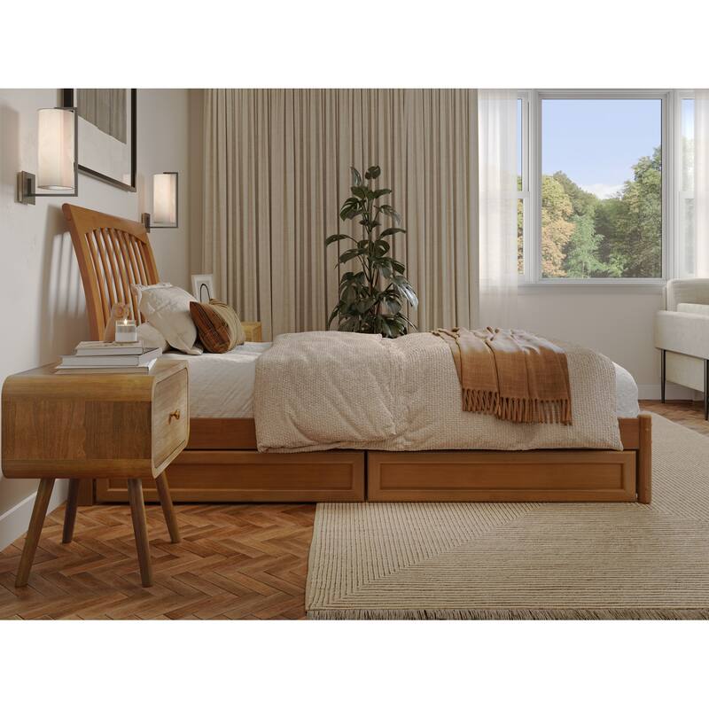 Roslyn Platform Bed with Panel Footboard and Storage Drawers