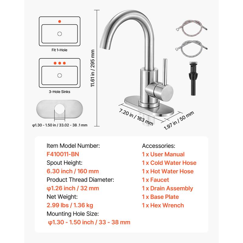 Anmytek Single Handle Kitchen Faucet with High Arc Spout