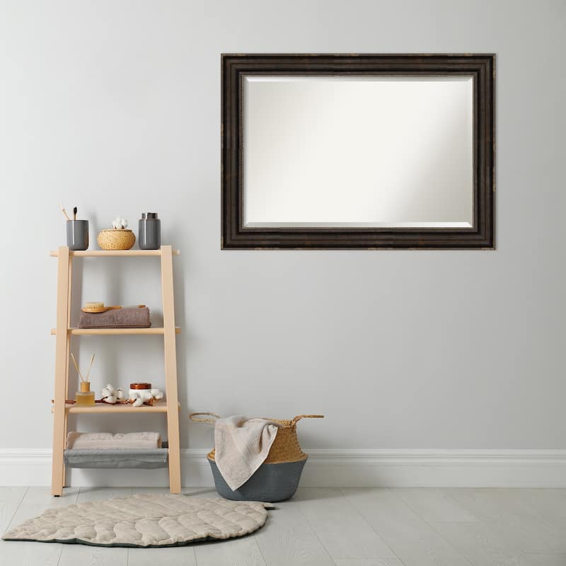 Beveled Bathroom Wall Mirror - Stately Bronze Frame - Stately Bronze
