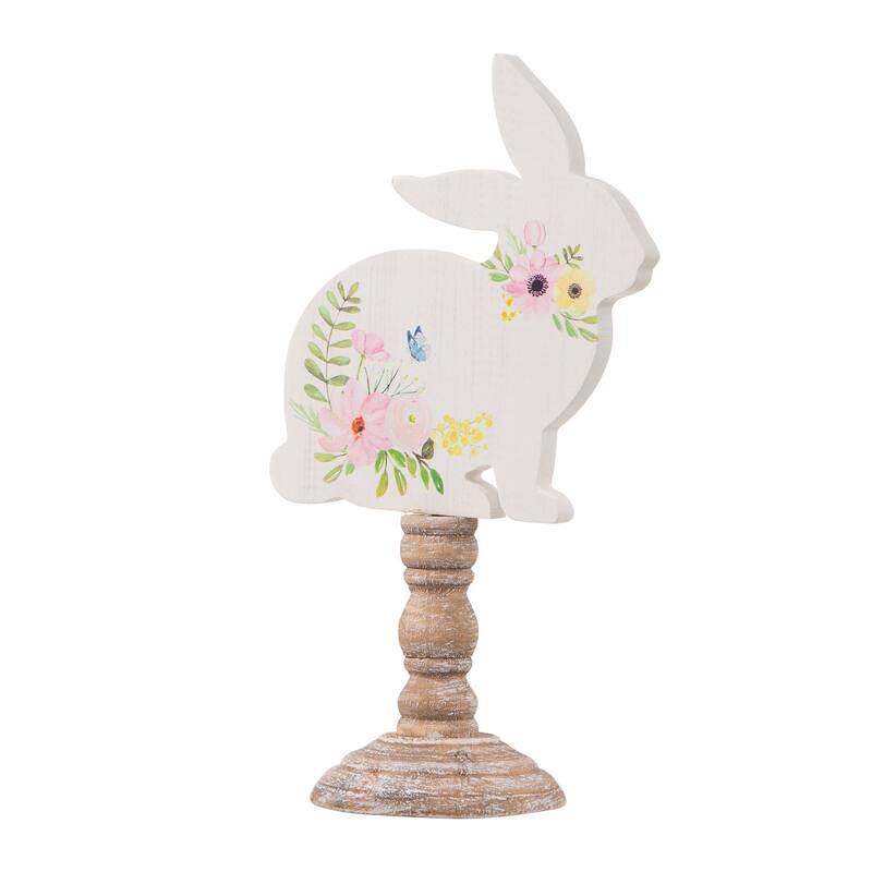 Glitzhome Set of 2 Easter Wooden Bunny Table Decor Spring Gift